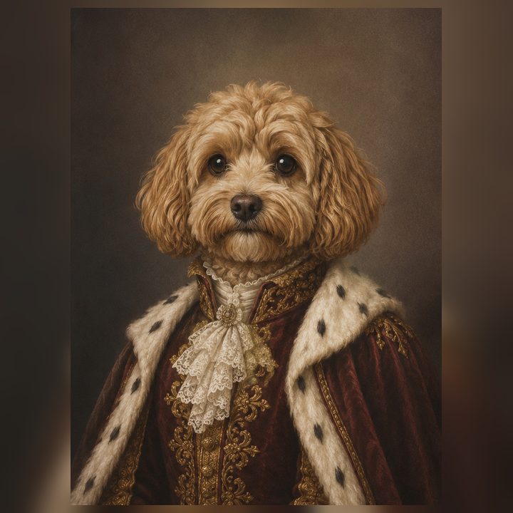 Royal pet portrait style without frame
